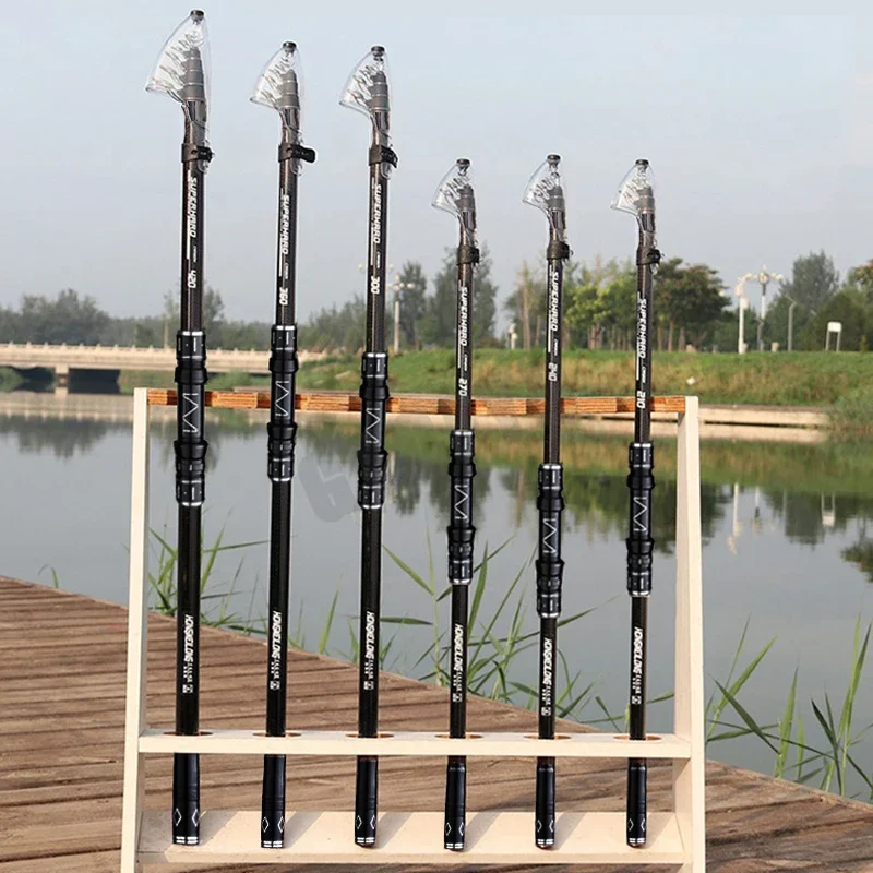 Caña de pescar telescópica de 2,1-4,5 M, caña de pescar giratoria de carbono, barco de agua salada, agua dulce, playa, Surfcasting, caña de Baitcasting - imagen 2