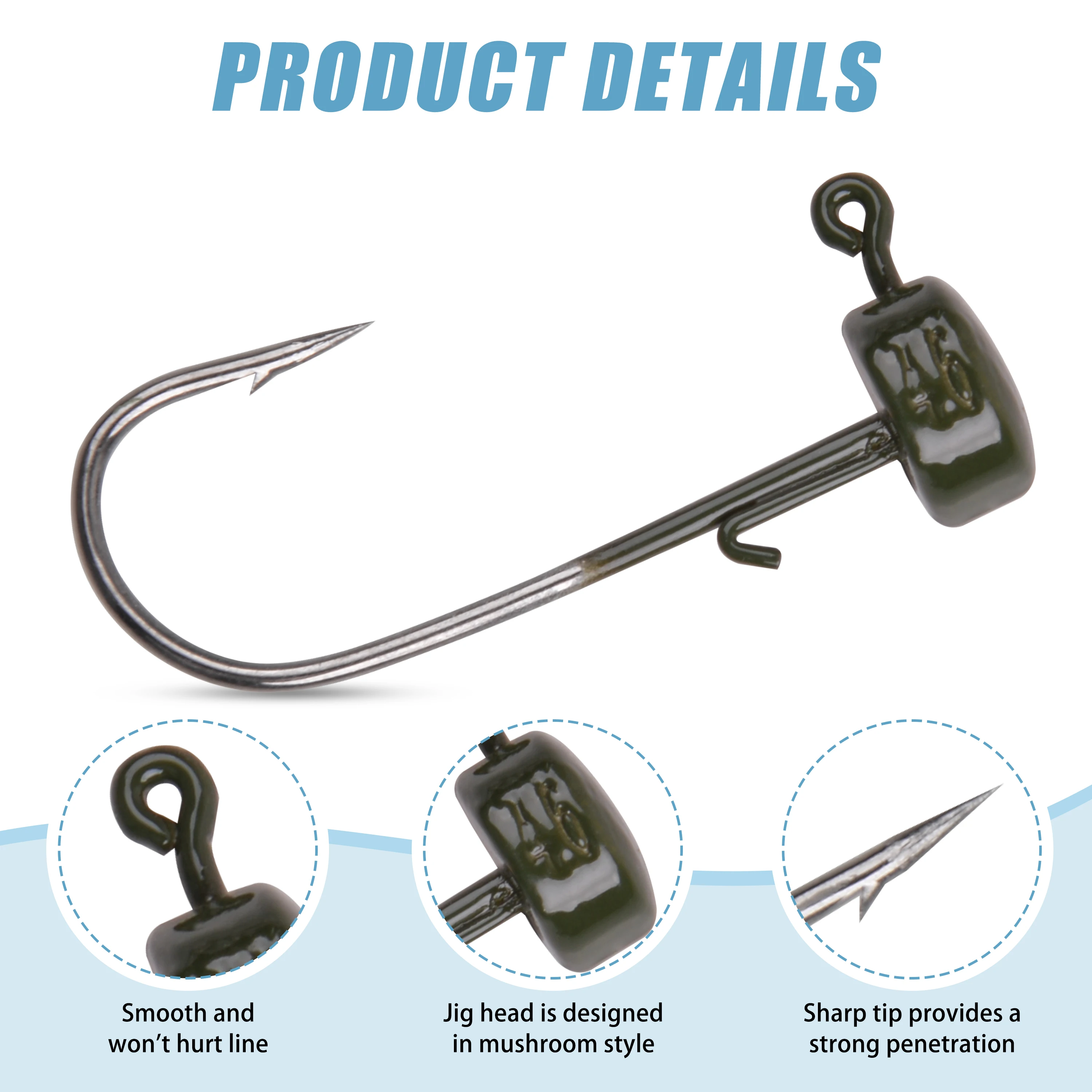 10 Uds Ned Rig Jig Heads seta Jig Head Shroom jigs para lubina trucha tipo tipo de pez señuelo de pesca Finesse Jig anzuelos de pesca - imagen 4