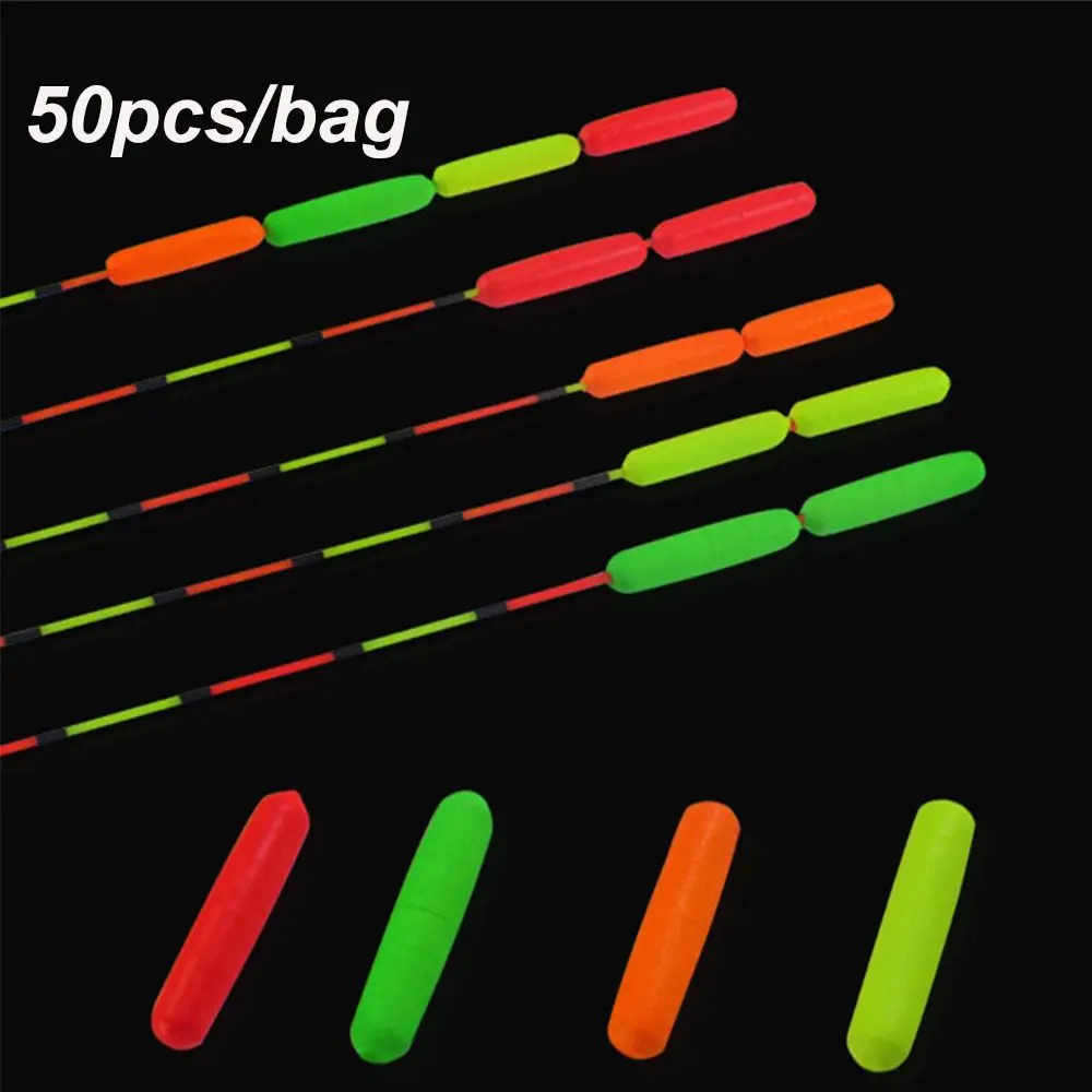 50 unids/bolsa tapones de alta calidad indicador EPS frijoles de pescado cilindro inferior flotadores de espuma bola ovalada flotadores de pesca cuentas
