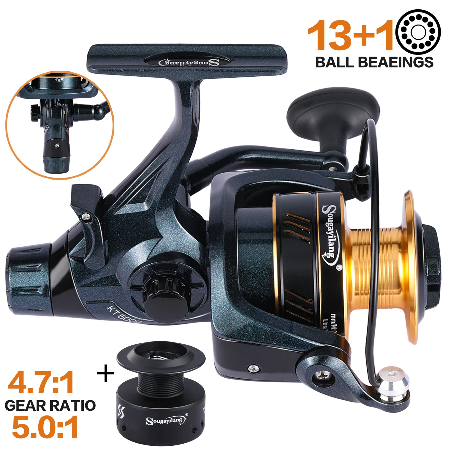 Carrete giratorio Sougayilang – Doble arrastre 10-20 kg pesca marítima
