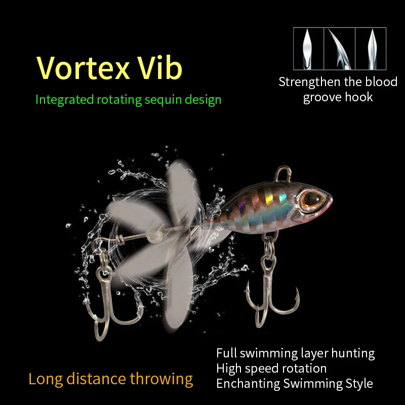 Cola giratoria VIB vibración cebo Spinner cuchara Señuelos de Pesca plantillas Tractor Pesca cebos duros aparejos Pesca - imagen 5