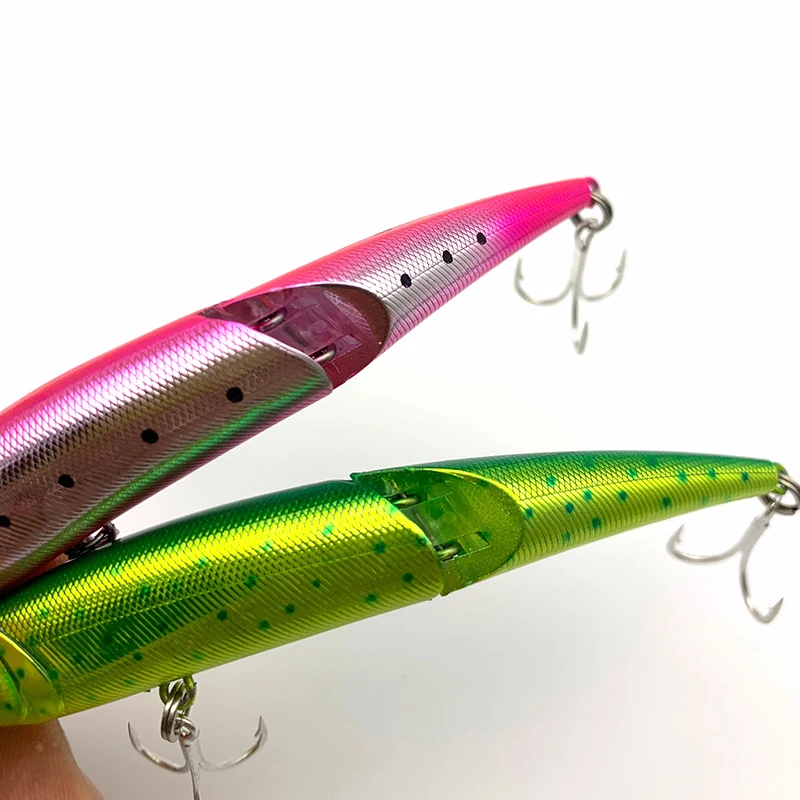 Cebo de pececillo suspendido Testar de 110mm y 11g, Jerkbait de dos articulaciones, Wobblers artificiales, cebo duro UV, lubina, trucha, Señuelos de pesca en hielo de invierno - imagen 5