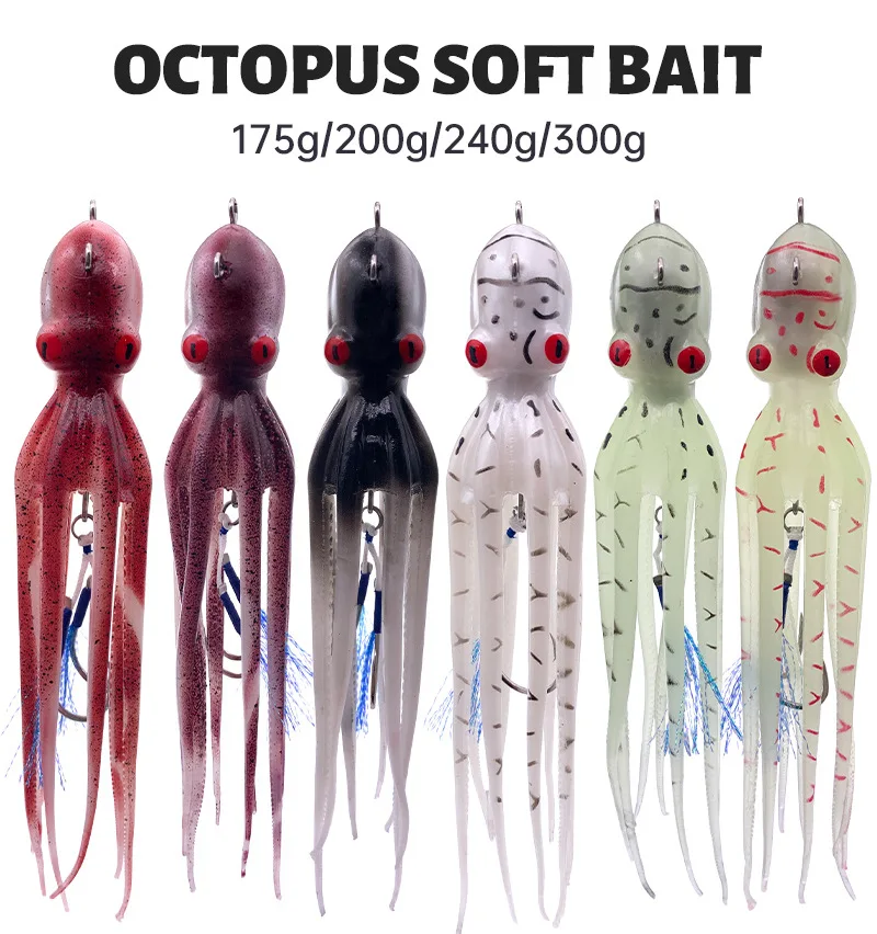 Señuelo de pesca de calamar Artificial, pulpo, 175g200g240g300g, cebo de natación de agua salada, pesca en barco de aguas profundas, Amberjack, atún Wahoo - imagen 2