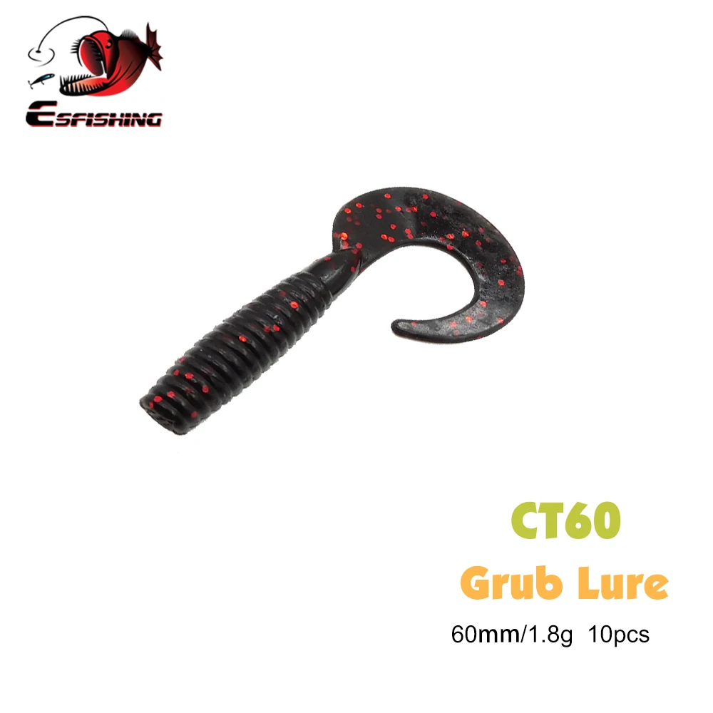 ESFISHING-señuelo de Pesca CT60, larva de cola única, 60mm, softbaits, pesca en hielo, Leurre Souple, aparejos para todos los peces, Pesca - imagen 3