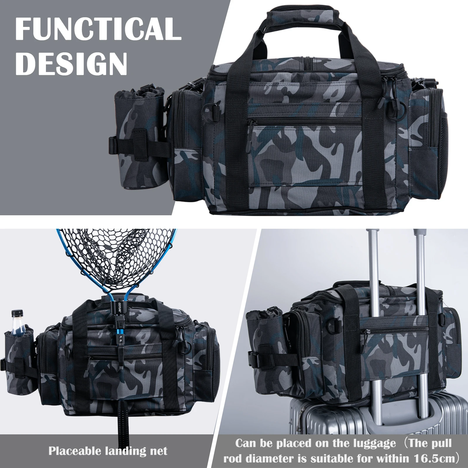 Bolsa de aparejos de pesca de calidad Goture 45*30*24cm 600D Oxford caja de señuelos bolsa de almacenamiento de equipo de pesca paquete para hombres mochila de pesca con mosca