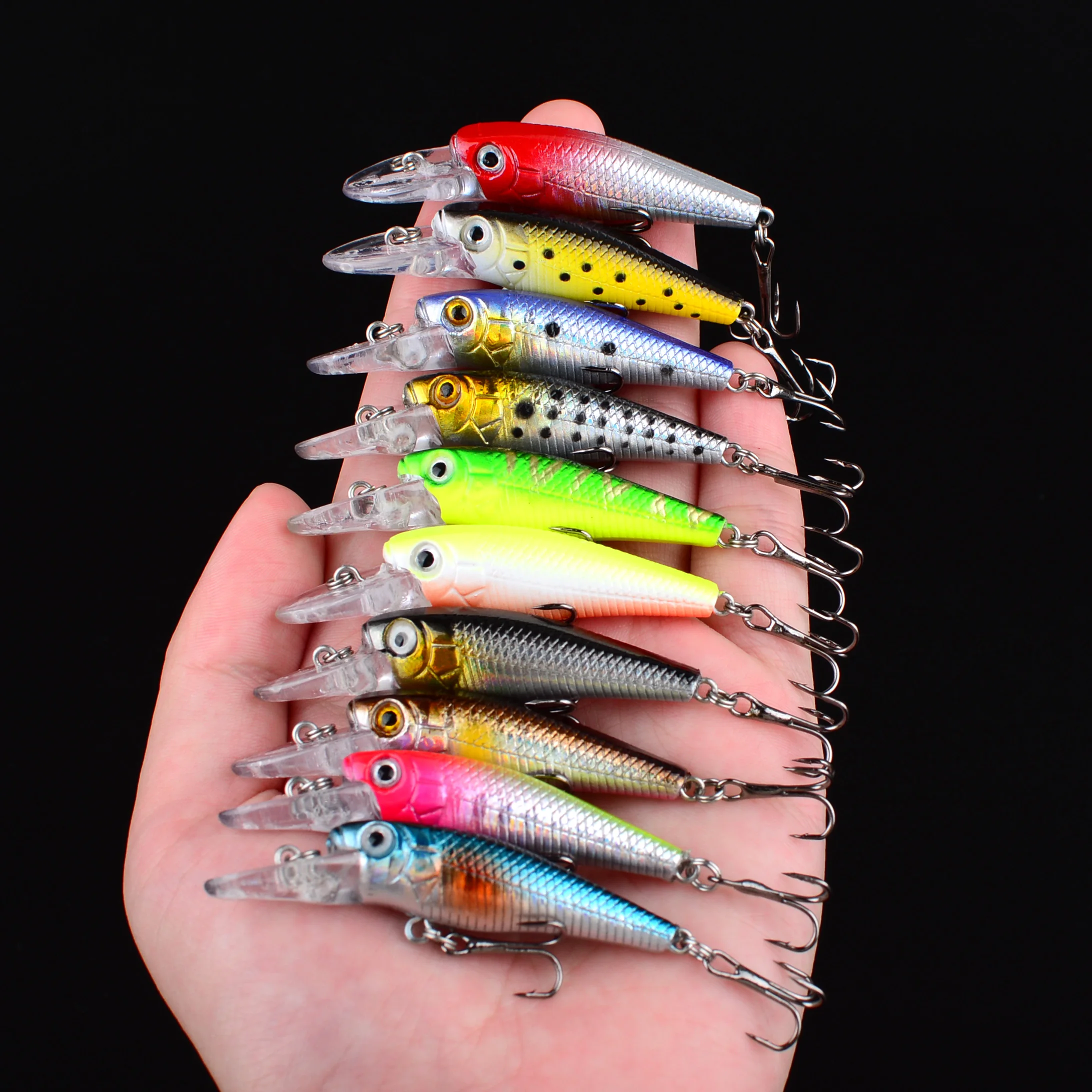 10 Uds. Señuelos de pesca Minnow cebo duro Jig wobbler Bass Pike señuelo cebos artificiales de plástico para aparejos de pesca - imagen 4