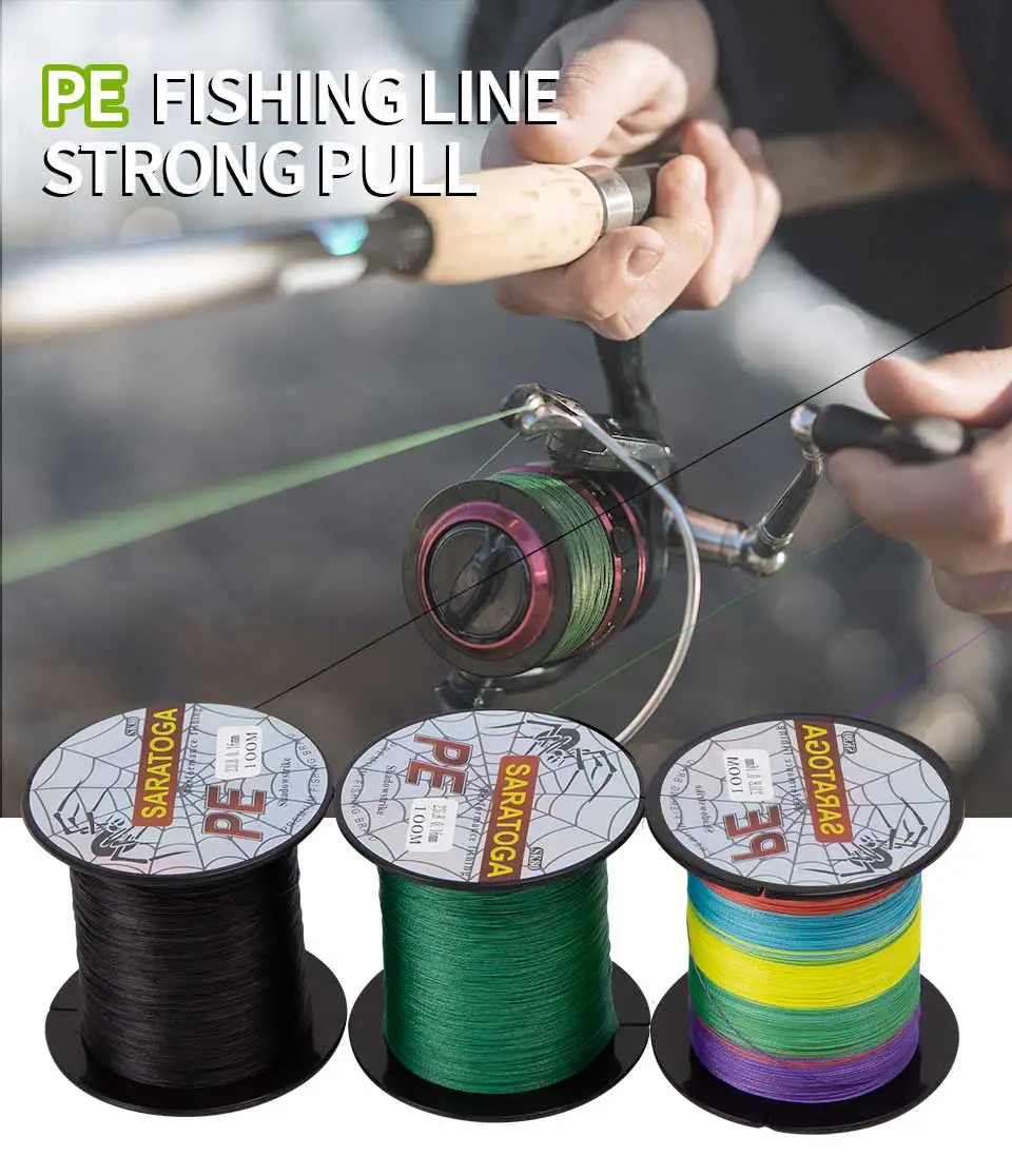 Línea trenzada PRO BEROS multicolor de 4 hebras para pesca en agua salada