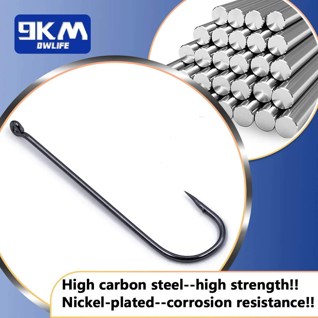 Anzuelos de pesca de vástago largo, anzuelos de púas Aberdeen, anzuelo de gusano de pesca de carpa de acero rico en carbono, aparejos de pesca Culter de agua dulce - imagen 2