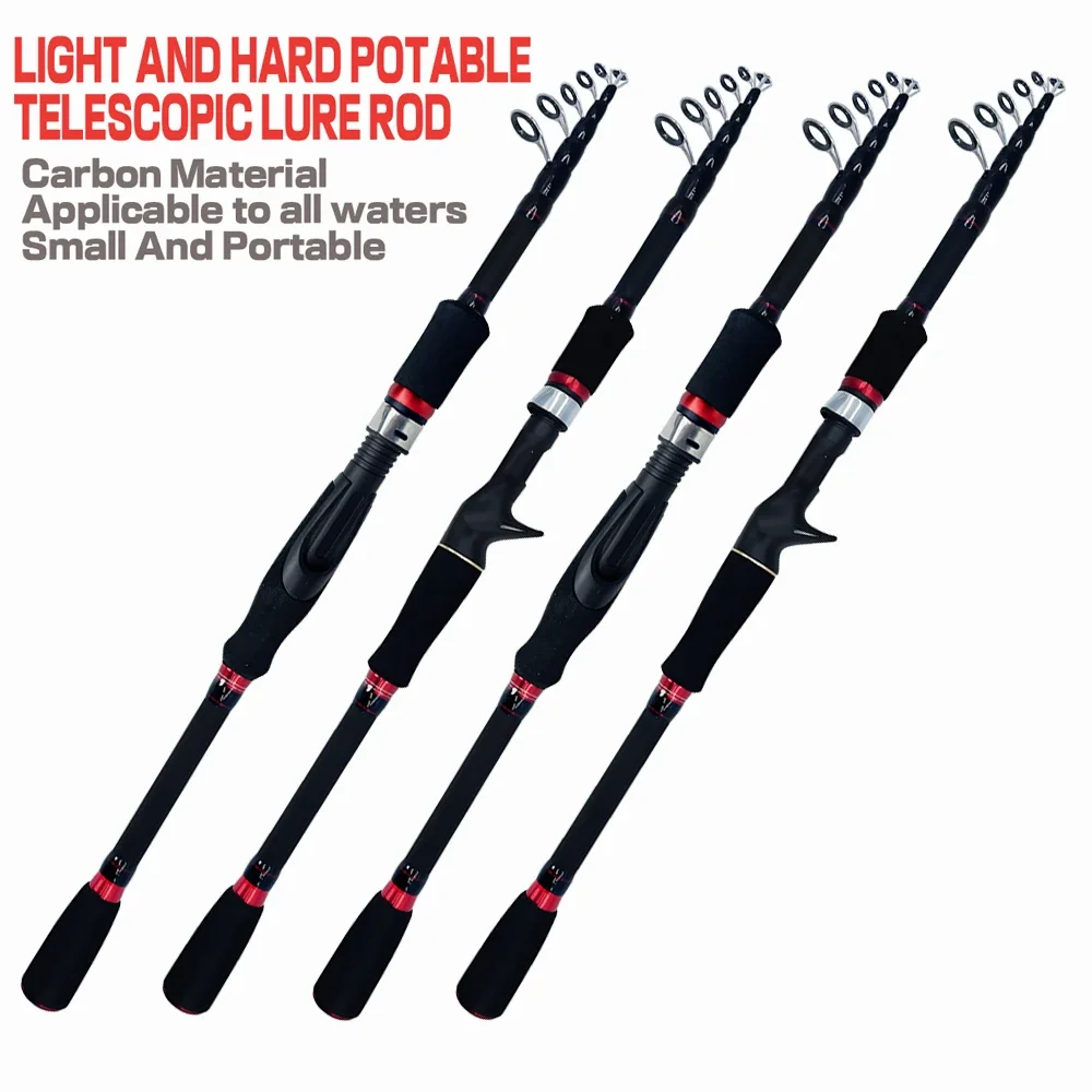 Cañas de pescar con señuelo telescópico, caña de carbono ultraligera, corta y potente, aparejos de Pesca Jigging, 1,8 M-2,7 M - imagen 4