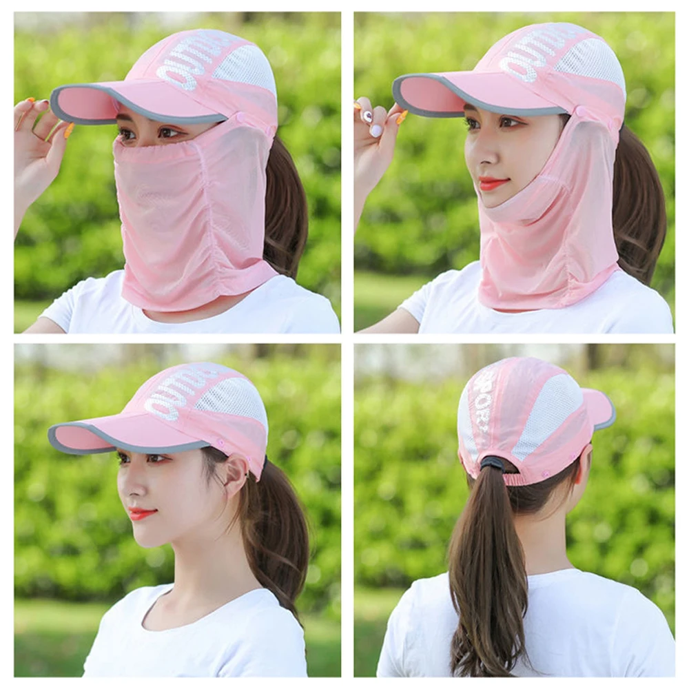Gorra de béisbol con velo para hombre y mujer, gorra de béisbol con malla de protección UV para el cuello y la cara, para deportes de pesca al aire libre y viajes - imagen 3