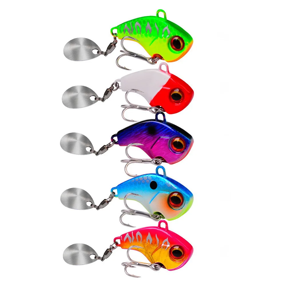 Señuelos de Pesca oscilantes giratorios de Metal Vib cebo vibratorio Pesca de invierno 6g 15g 28g cebos duros artificiales Spinner cuchara señuelo Pesca - imagen 5