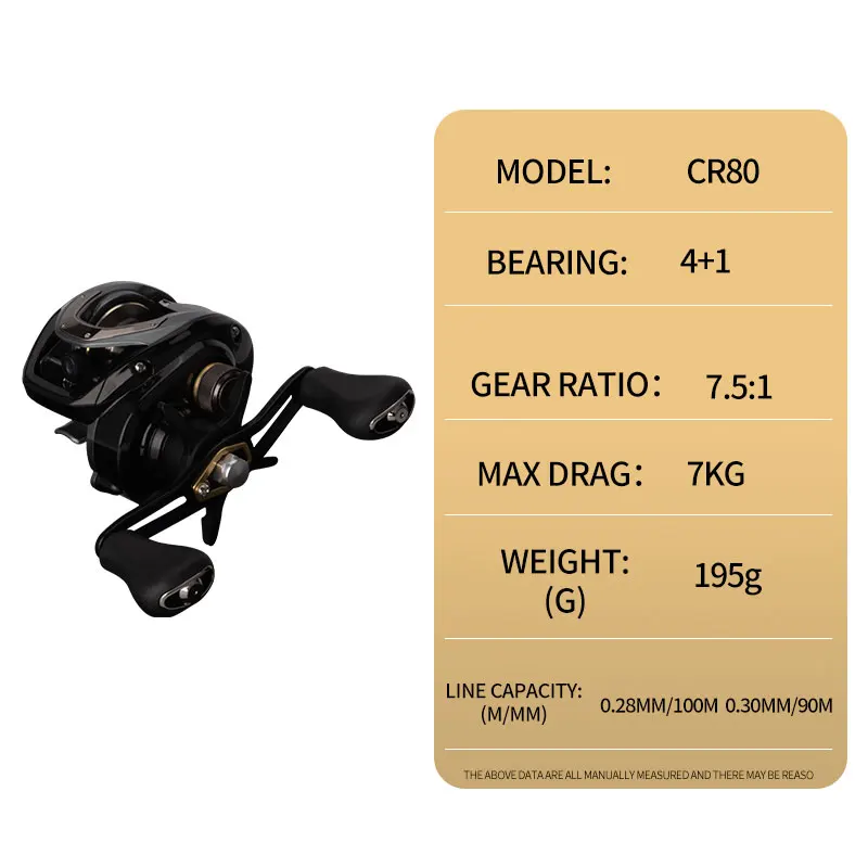 Carrete de pesca DEUKIO 195g ultraligero Baitcasting 7,5:1 relación de engranaje 4 + 1BB 7KG potencia de arrastre Baitcaster agua salada agua dulce - imagen 5