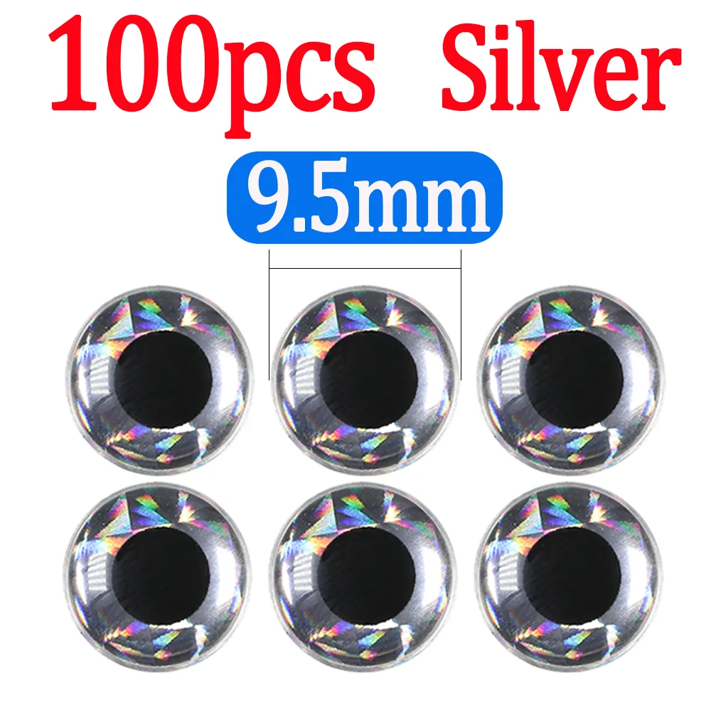 100pcs Silver 9.5mm