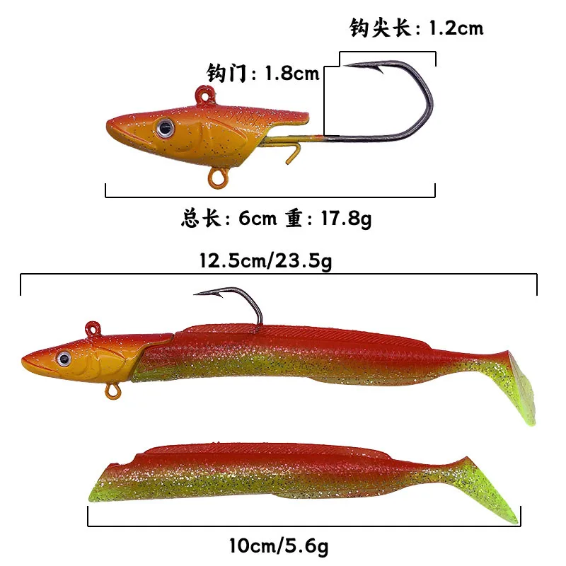 1 unidad, 12,5 cm/23g, Lumious/brillante, bala de mar, lubina, pargo, señuelo de pesca, cabeza de plantilla, señuelo boby suave, señuelo de jigging - imagen 3