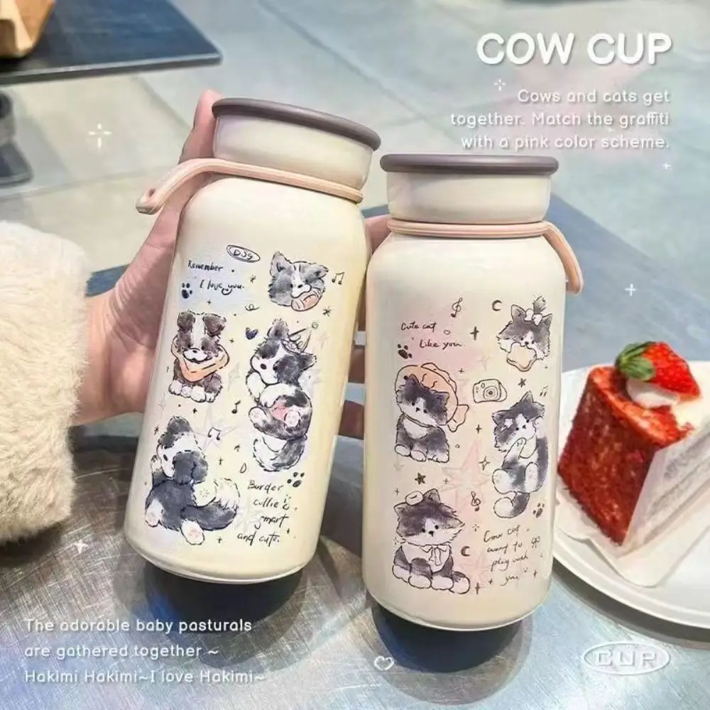 Botella de agua de animales de dibujos animados de estilo japonés, termo de acero inoxidable a prueba de fugas con bonito gato, portátil y creativo - imagen 3