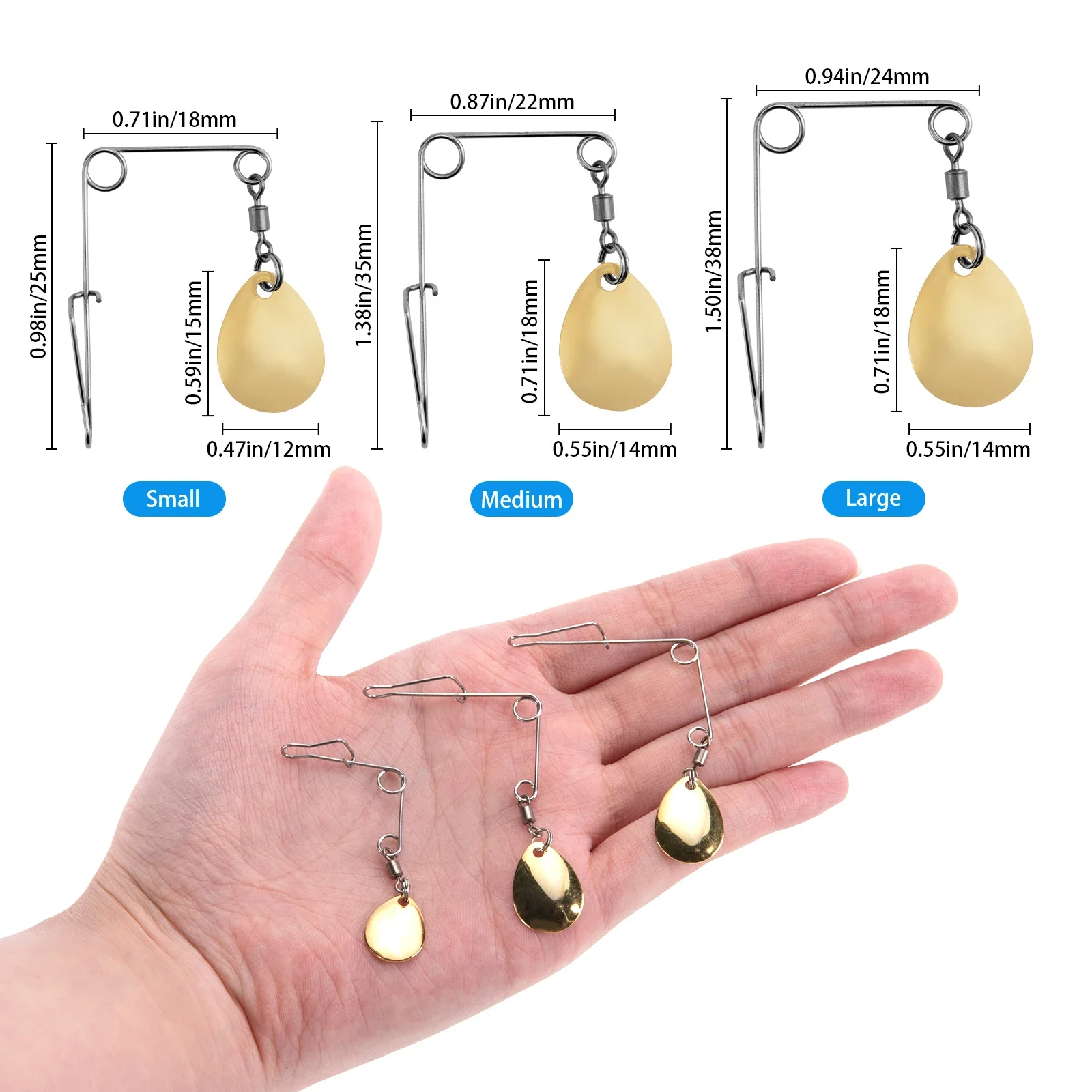 Goture-cucharas giratorias de pesca, accesorios de Señuelos de Pesca, huelas de 20 piezas, Colorado - imagen 2