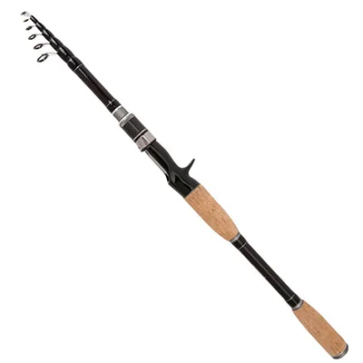 Caña de pescar telescópica portátil ultraligera, caña de carbono giratoria de 1,8 M-2,7 M con mango de madera para aparejos de pesca con señuelo - imagen 5