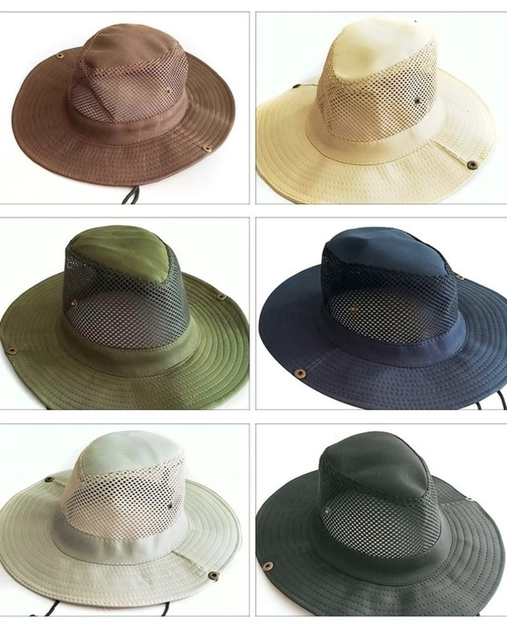 Sombrero de cubo al aire libre para hombre, gorra de Panamá transpirable de algodón, malla para pesca en la jungla, senderismo, playa, Protector solar - imagen 3