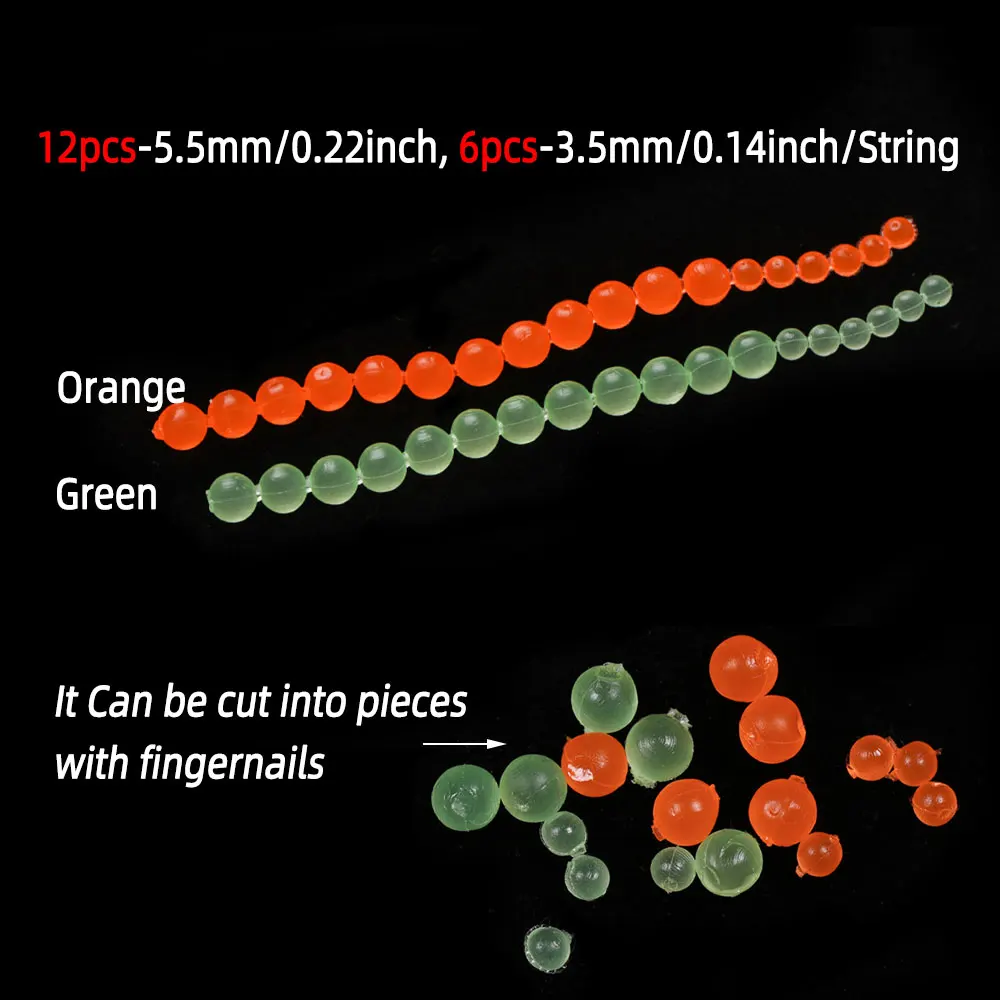 Bimoo-20 cuerdas de 3,5mm y 5,5mm, señuelo suave y realista, Material luminoso para atar moscas, huevos de pescado, Rojita de pescado, anzuelo triple, cebo de cabeza de acero - imagen 4