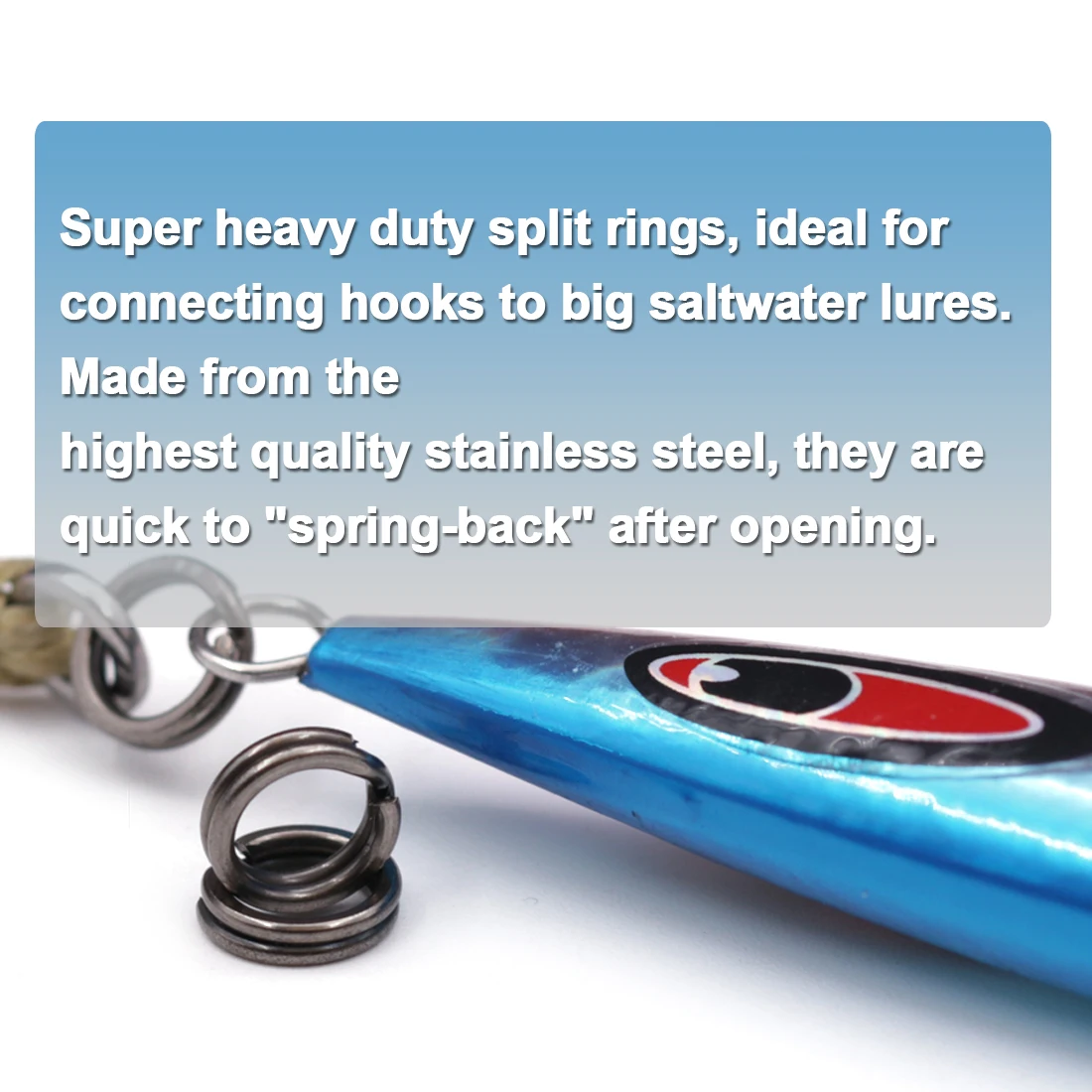 FishTrip-anillo dividido de pesca extrafuerte, Jigging de acero inoxidable para agua salada, conector, Hokk y señuelos - imagen 4