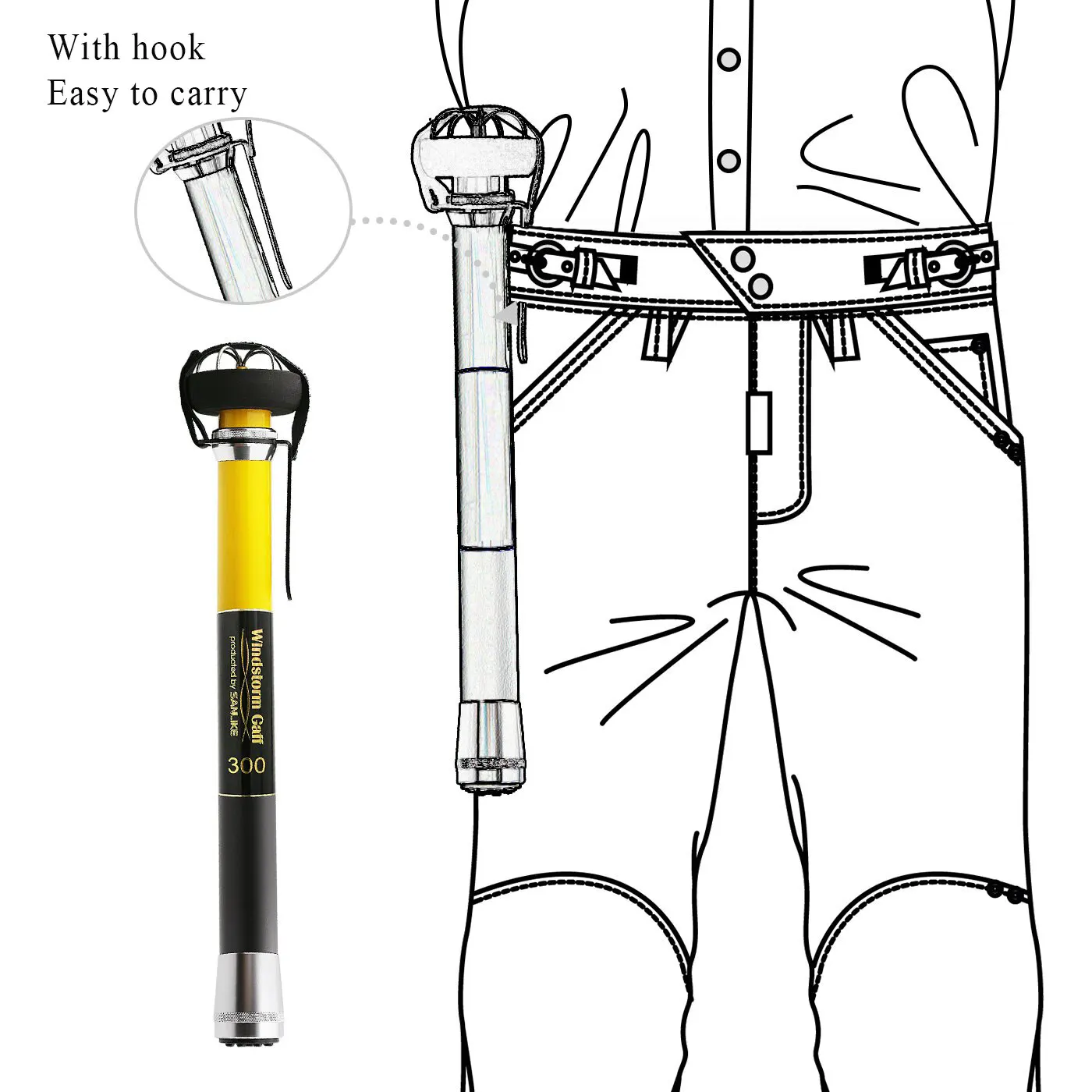 SANLIKE-Gaff de calamar portátil de acero inoxidable, cinco ganchos, poste telescópico de fibra de carbono, varilla extensible, 5M - imagen 4