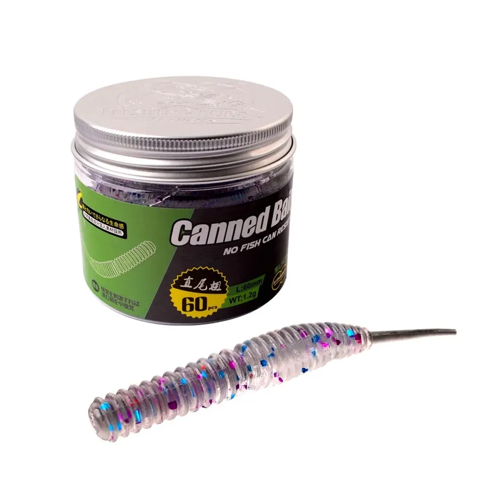 60 uds 1,2g 6cm señuelo de Pesca Mini gusano suave camarón Jerkbait pez océano roca señuelo lubina suave olor a pescado Swimbait cebo suave Pesca - imagen 5