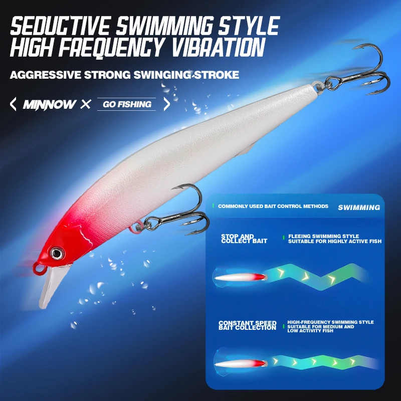 Señuelo de Pesca TAIYU de 10 cm y 9.5 g, Señuelo de Suspensión Tipo Minnow, Lanzamiento Largo, Retención de Mosca Muerta, Cebo para Pesca de Lubina Blanca - imagen 4