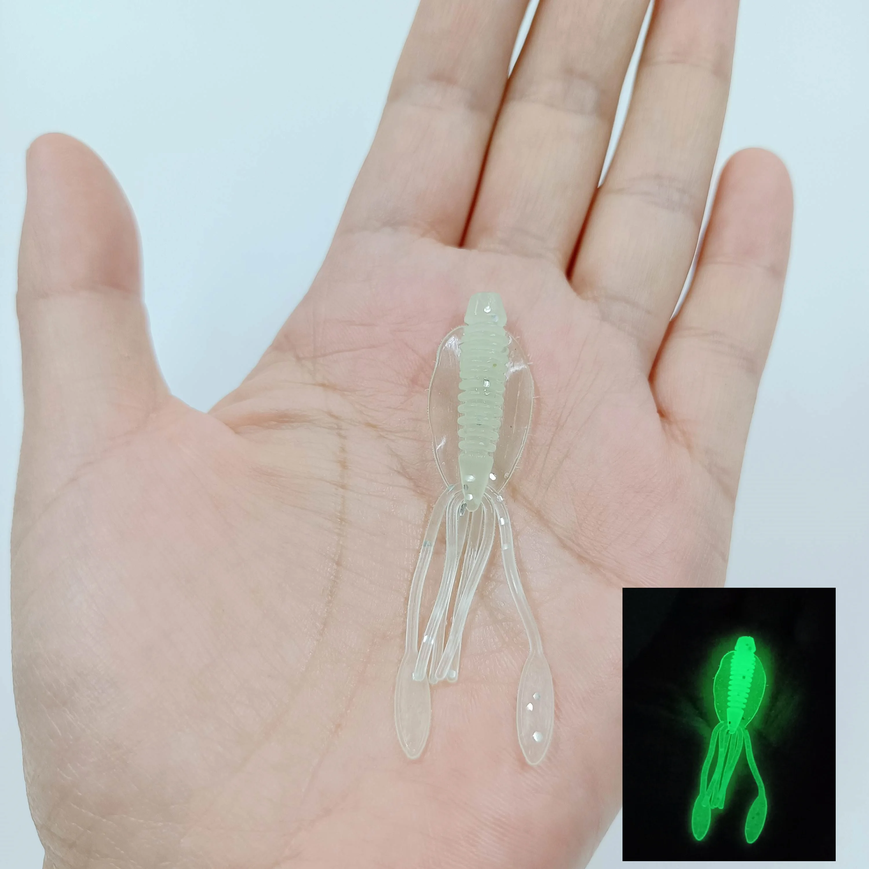 DUODUOYU 20 piezas nuevas Señuelos de pesca de camarones suaves 60mm/0,9g cebo Artificial Isca para lubina trucha Swimbaits aparejos de pesca de silicona - imagen 2