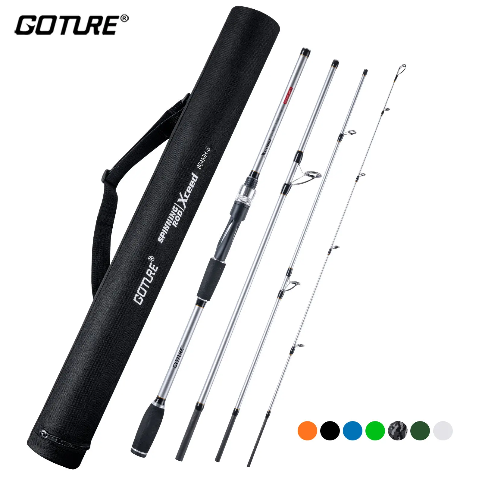 Caña de spinning Goture Xceed fibra de carbono 4 secciones portátil