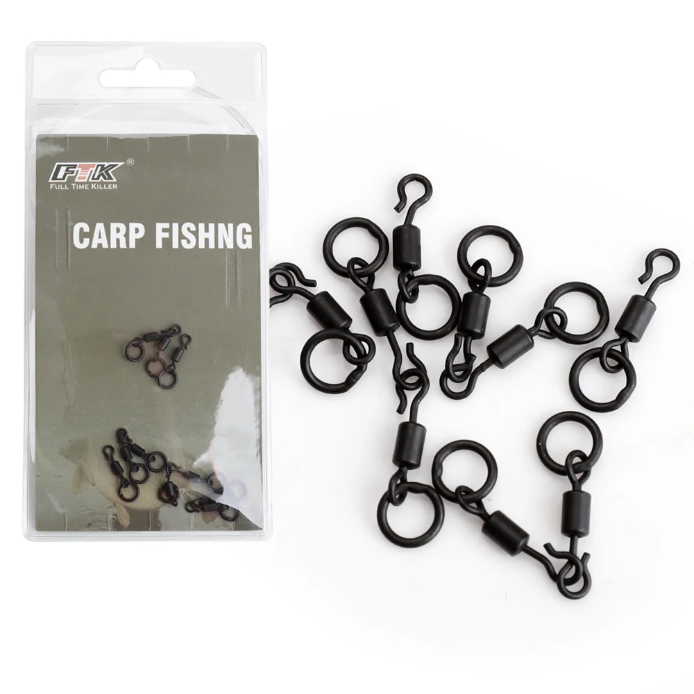 FTK, 10 Uds., broches giratorios para pesca de carpa con anillo sólido, 2 estilos, gancho de pesca de cambio rápido, accesorios de pesca giratorios - imagen 4