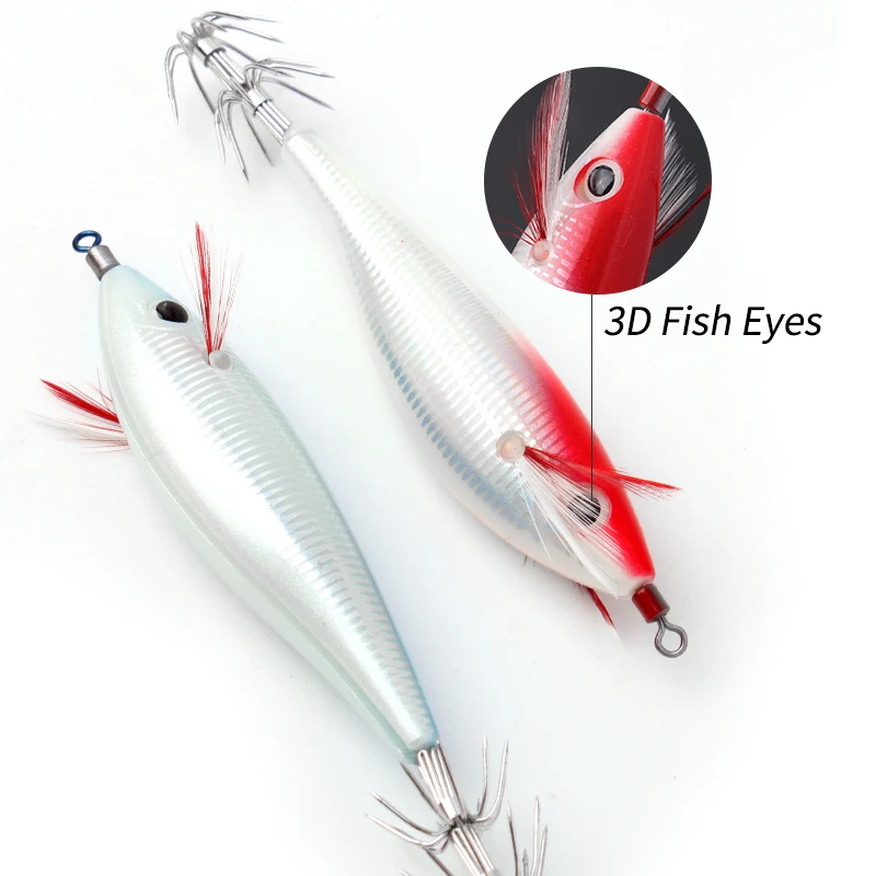 Kawa nuevo anzuelo de pesca de calamar, camarones de madera, 109g, 100mm, señuelo de calamar de pesca Eging, cebo Artificial para pesca de calamar, pulpo, cebos duros - imagen 5