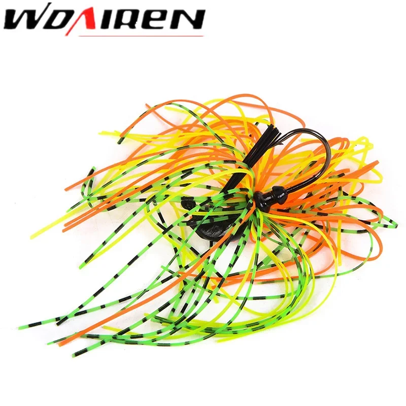 Señuelo de pesca con falda de silicona, Spinner, 7g, 10g, 14g, lentejuelas de Metal, Barba, Lucio, Spinner, cebo con plantilla, anzuelos antipendos, 1 ud. - imagen 4