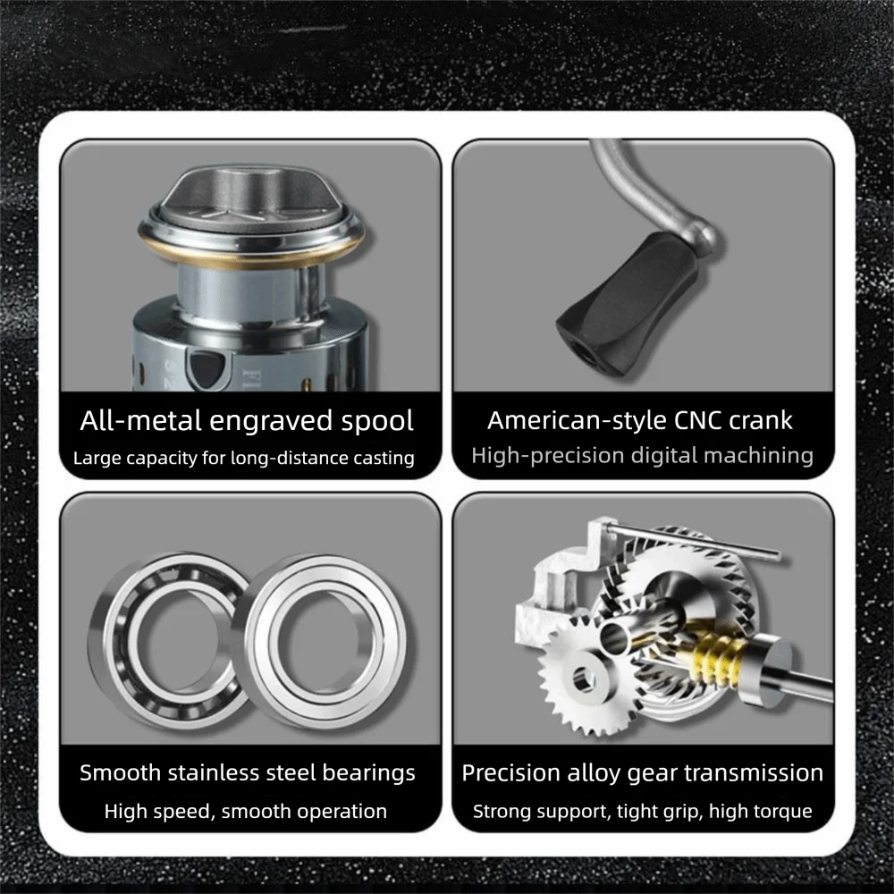 Carrete de pesca giratorio con relación de engranaje 5,2: 1, modelo 1000-7000, equilibrio antivibración, rueda de sedal de pesca de mar, copa de sedal de Metal resistente al desgaste - imagen 4