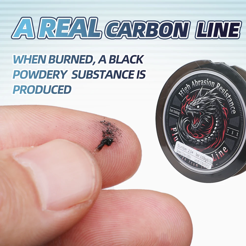 ROLLFISH 1 pieza 100% línea de fluorocarbono, 50 m/55 yardas, 5-24 lb-fluorocarbono súper fuerte y suave para pescar, baja ductilidad, baja memoria - imagen 2