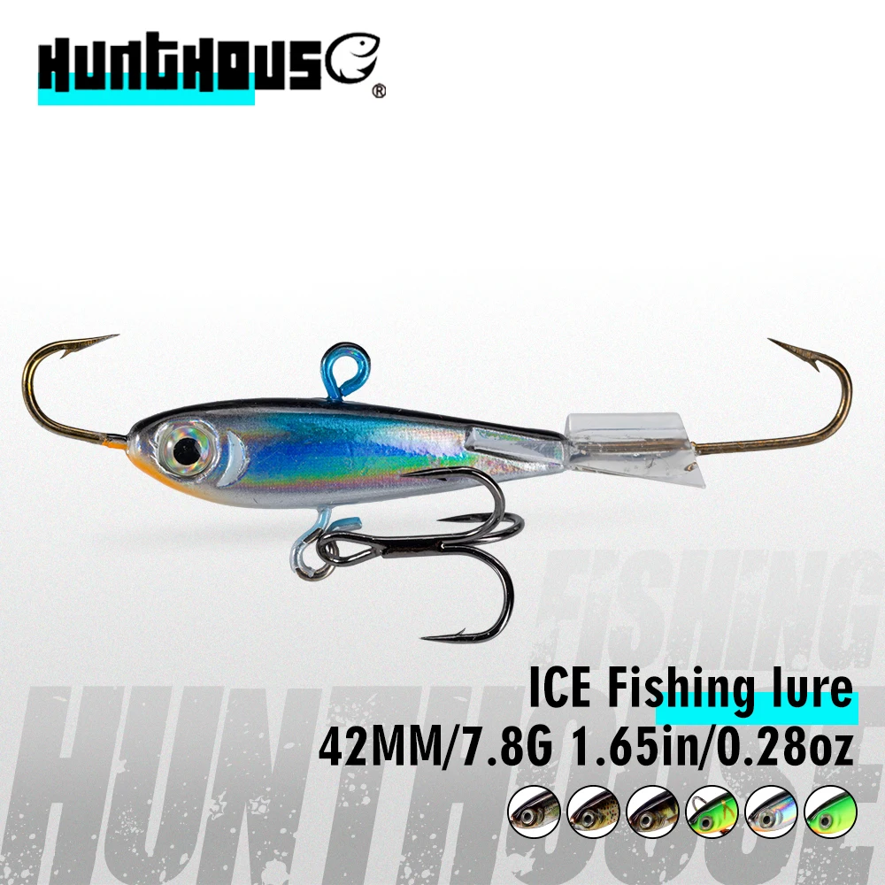 Hunthouse-señuelo de pesca en hielo para invierno, plantilla de Metal, cebo duro de 42mm/7,8g, impresión 3D VIB, hundimiento lento, equilibrador de Jigging, aparejos de lubina LW82 - imagen 2
