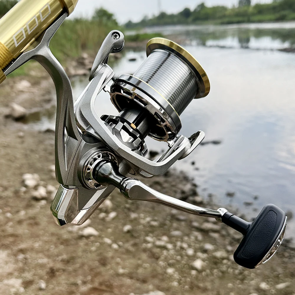 Carrete de pesca Jigging para agua salada, bobina de Metal Ultra suave de fundición larga, arrastre de 20kg, serie 8000-14000, alta velocidad 4,8: 1 para todas las aguas - imagen 5