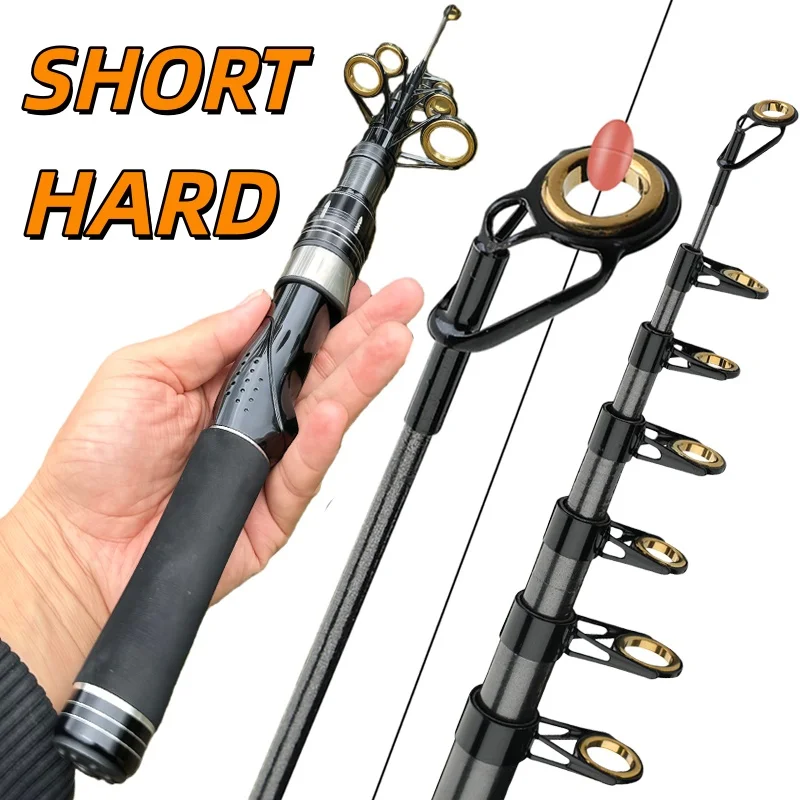 Caña de pescar telescópica de fibra de carbono de 1,5-2,4 M, Combo de caña de alimentación de viaje y carrete giratorio, relación de engranaje 5,2: 1 para todas las aguas - imagen 3