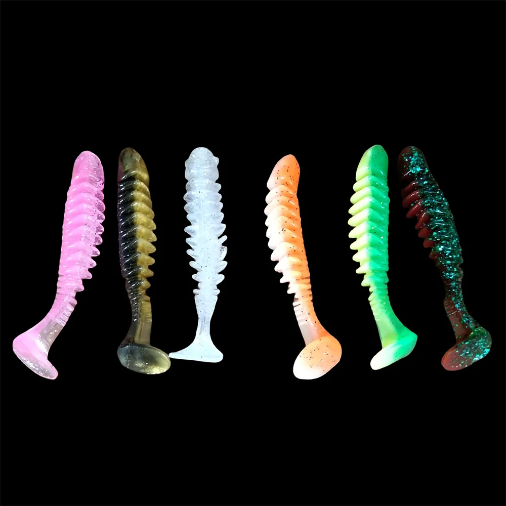 Swolfy-SEÑUELOS blandos de 60 piezas, cebos de gusanos de silicona, 65mm, 3g, Jigging, Wobblers de pesca, Swimbaits artificiales para aparejos de carpa y lubina - imagen 2