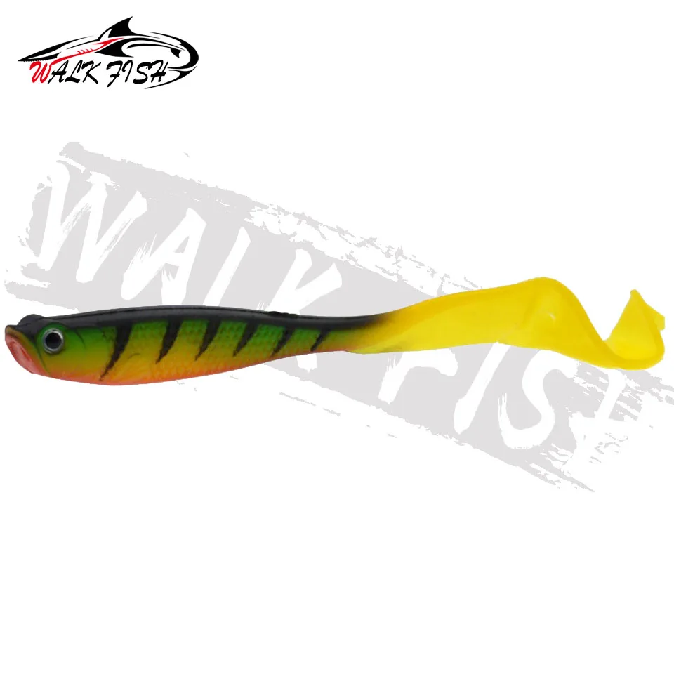 WALK FISH-señuelo de pesca Jigging Wobblers, 12,5 cm, 5,5g, cola en T, cebo suave, señuelos artificiales de silicona, Lucio, 4 Uds. - imagen 5
