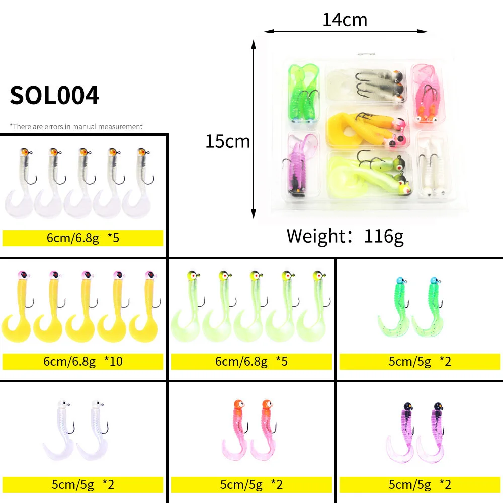 Señuelos blandos de plomo para pesca, cebos blandos de silicona para Crappie Bass, 34 unids/set - imagen 5