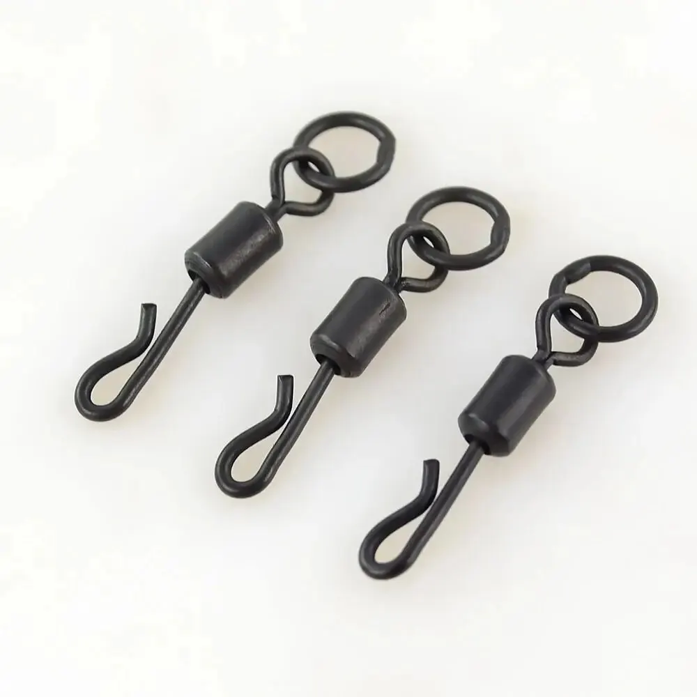 Hirisi 20 piezas Terminal de pesca de carpa accesorios de aparejos cuerpo largo en forma de Q presión giratoria de pesca con anillo sólido AE007S - imagen 4