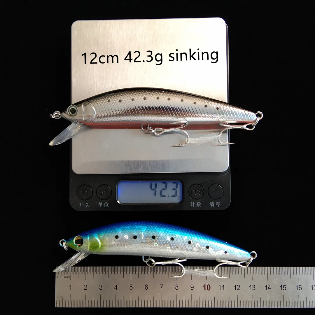 Swolfy-SEÑUELOS DE PESCA DE pececillos de hundimiento pesado, cebo Artificial de fundición larga para agua salada y agua dulce, Jerkbait, 2 piezas, 12cm, 40g - imagen 2