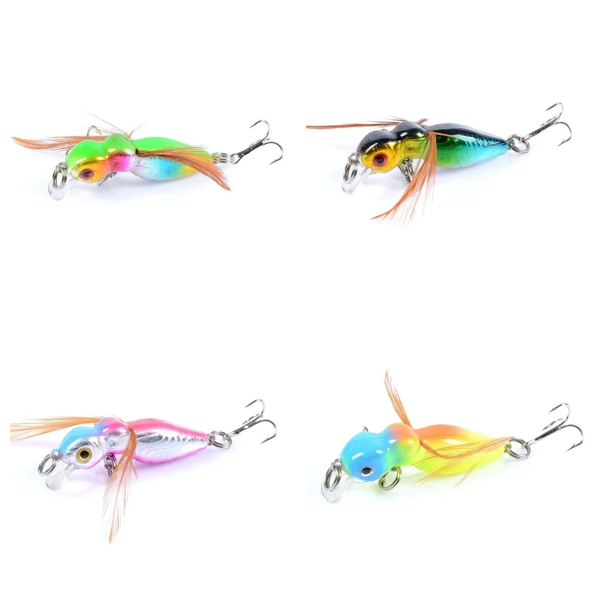 1 Uds 4,5 cm 3,5g pluma abeja señuelo de Pesca Crankbait Pesca de agua dulce Isca cebo de insecto Artificial aparejos de Pesca Wobbler - imagen 5