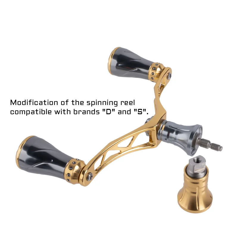 Accesorio de carrete de pesca, mango de carrete giratorio, perilla de aleación de aluminio, empuñadura ahuecada, manijas dobles modificadas DIY para marca S/D - imagen 2