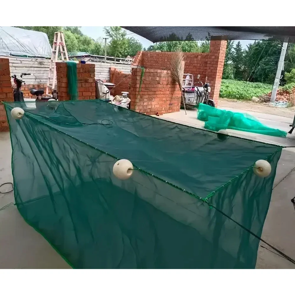 Jaula de red para peces, jaula para cría de peces con/sin cubierta, red de cangrejos, estaca, estanque, piscicultura, malla pequeña - imagen 3