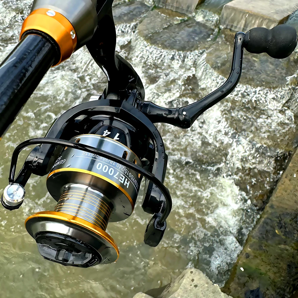 Carrete de pesca giratorio de resistencia máxima de 8kg, rueda de carrete de Metal de aluminio, adecuado para agua dulce/agua salada serie 1000 ~ 7000 - imagen 5