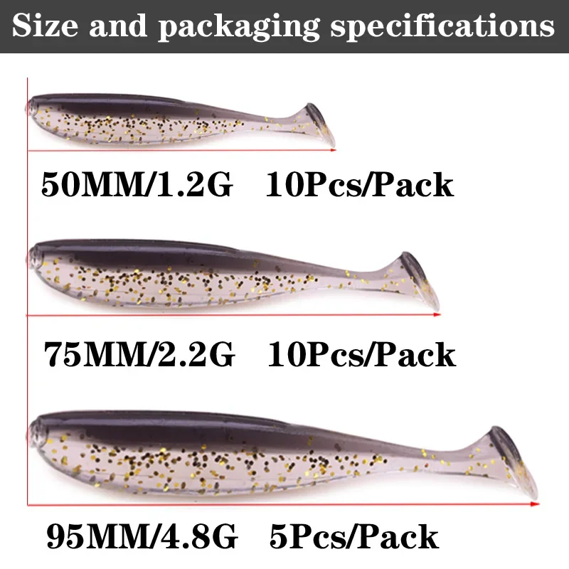 WDAIREN marca Jig Wobblers señuelo de pesca 5cm 7,5 cm 9,5 cm fácil brillo Bass Swimbait doble Color Artificial silicona suave cebo - imagen 3