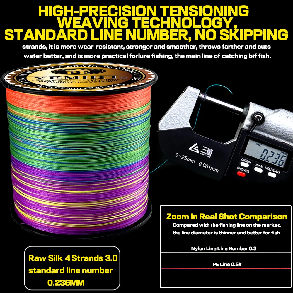 YEMIHT-líneas de Pesca trenzadas, 500M, 4 hebras, súper fuertes, multifilamento, para Pesca de carpa - imagen 3