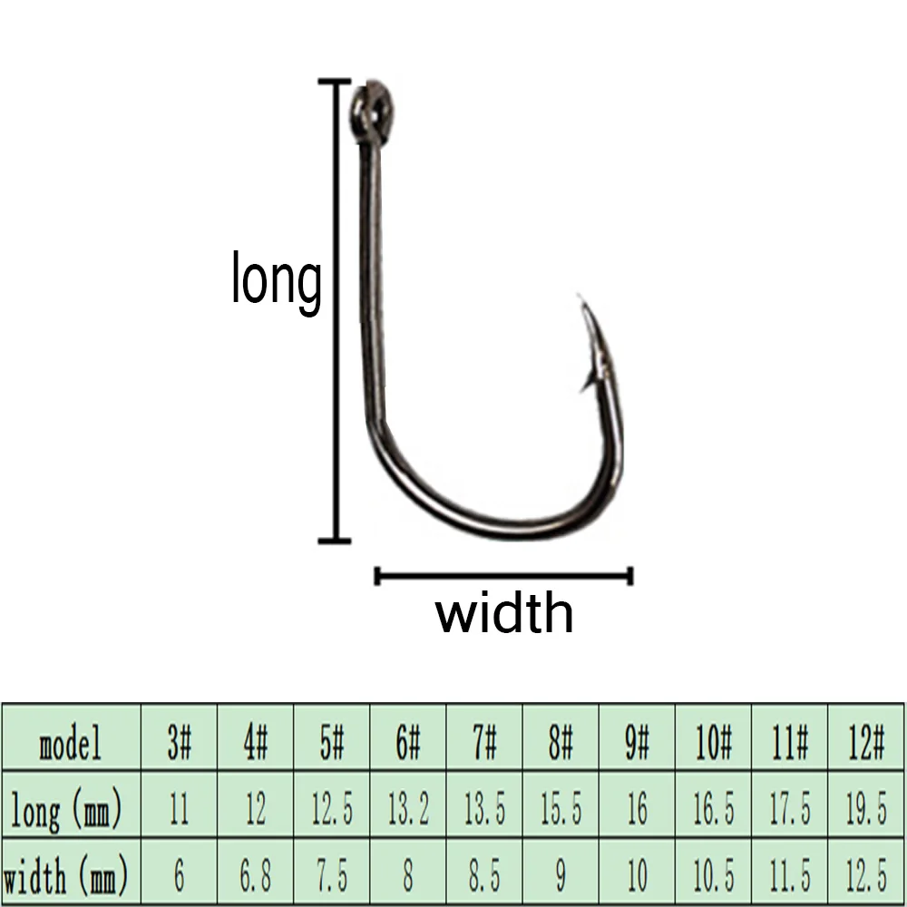 Juego de anzuelos de pesca de 100 piezas, aparejos de pesca de carpa de acero al carbono con púas y ojo, círculo único - imagen 2