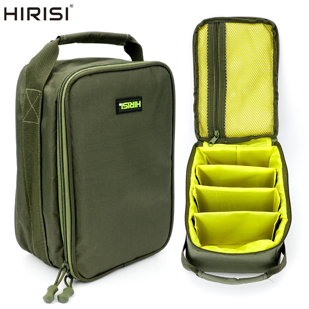 Hirisi-bolsa de aparejos de pesca, bolsa de pesca impermeable, bolsa de equipo de carrete de pesca portátil con 3 divisores ajustables, accesorios de pesca